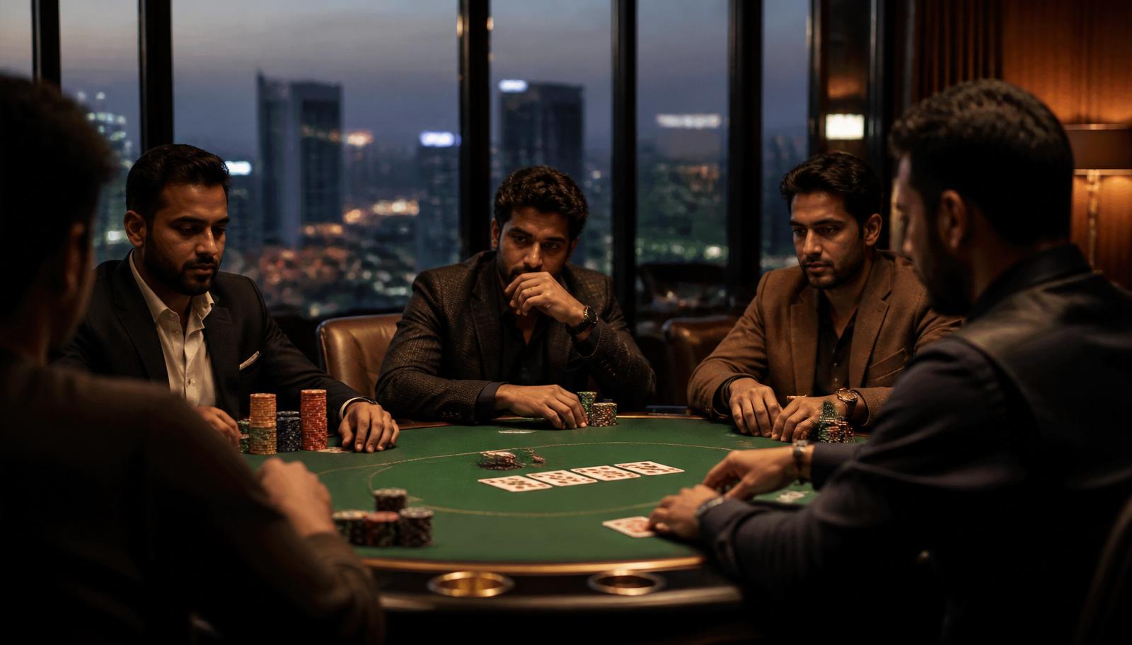 Premium poker room in Bangalore with Texas Hold'em cash game table